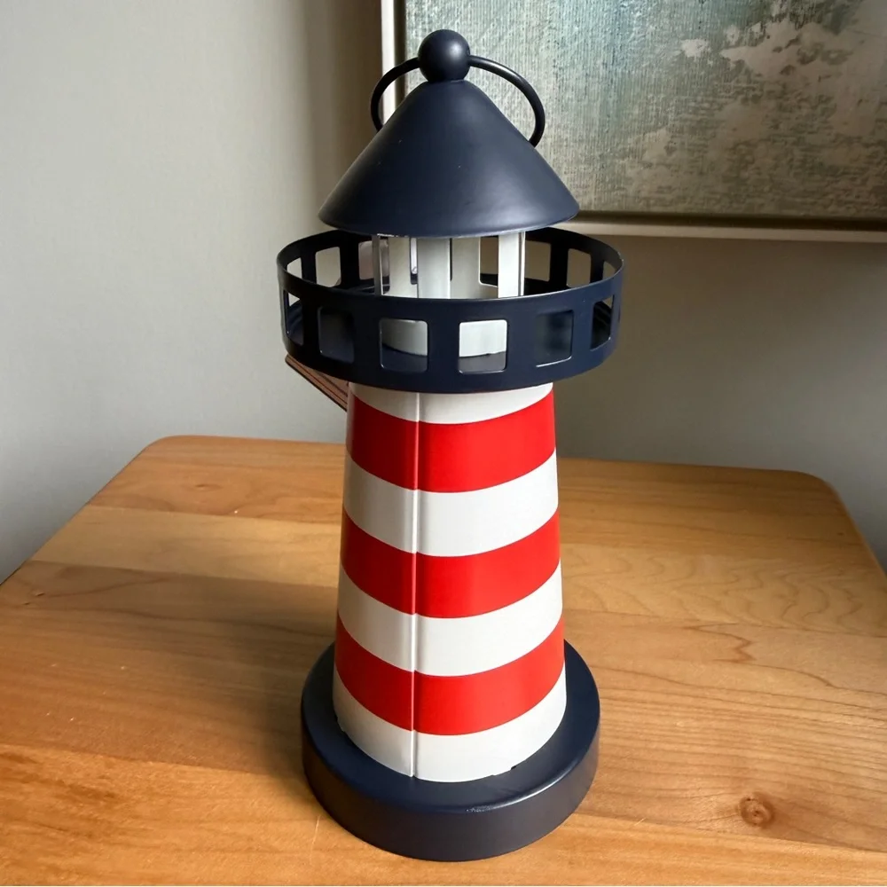 NWT Target Bullseyes Playground Metal Nautical Coastal Lighthouse LED Lantern